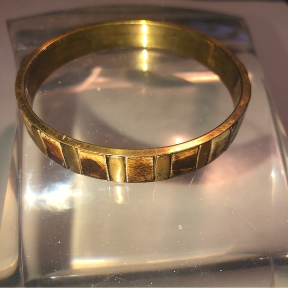 VTG Bone Inlay Brass Bangle 8.2” / 2.6” - Picture 3 of 5